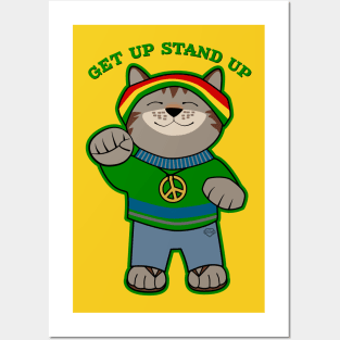 Get Up Stand Up Rasta Cat Posters and Art